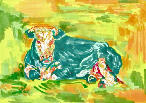 Lying cow by Vinvent van Gogh, 1883